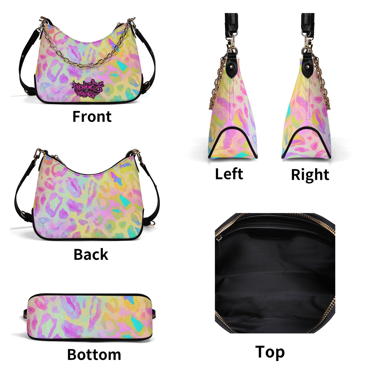 Lady PU Shoulder Bag With Chain Decoration